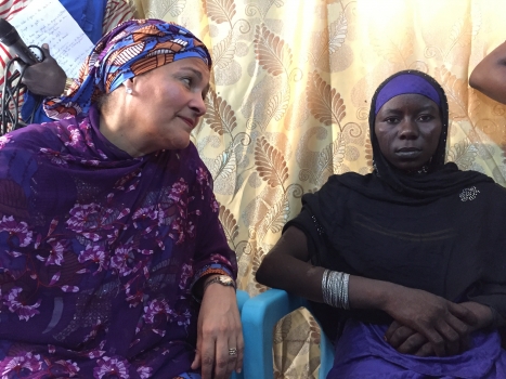 In Bol, Chad, the Deputy Secretary-General, Amina Mohammed meets Halima Yakoy Adam who survived a Boko Haram suicide bombing mission. Photo: Daniel Dickinson, UN News