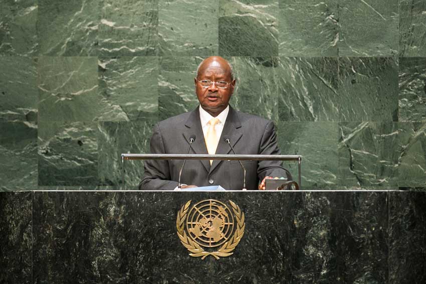 Yoweri Kaguta Museveni, President of the Republic of Uganda, addresses the general debate of the sixty-ninth session of the General Assembly. UN Photo/Cia Pak