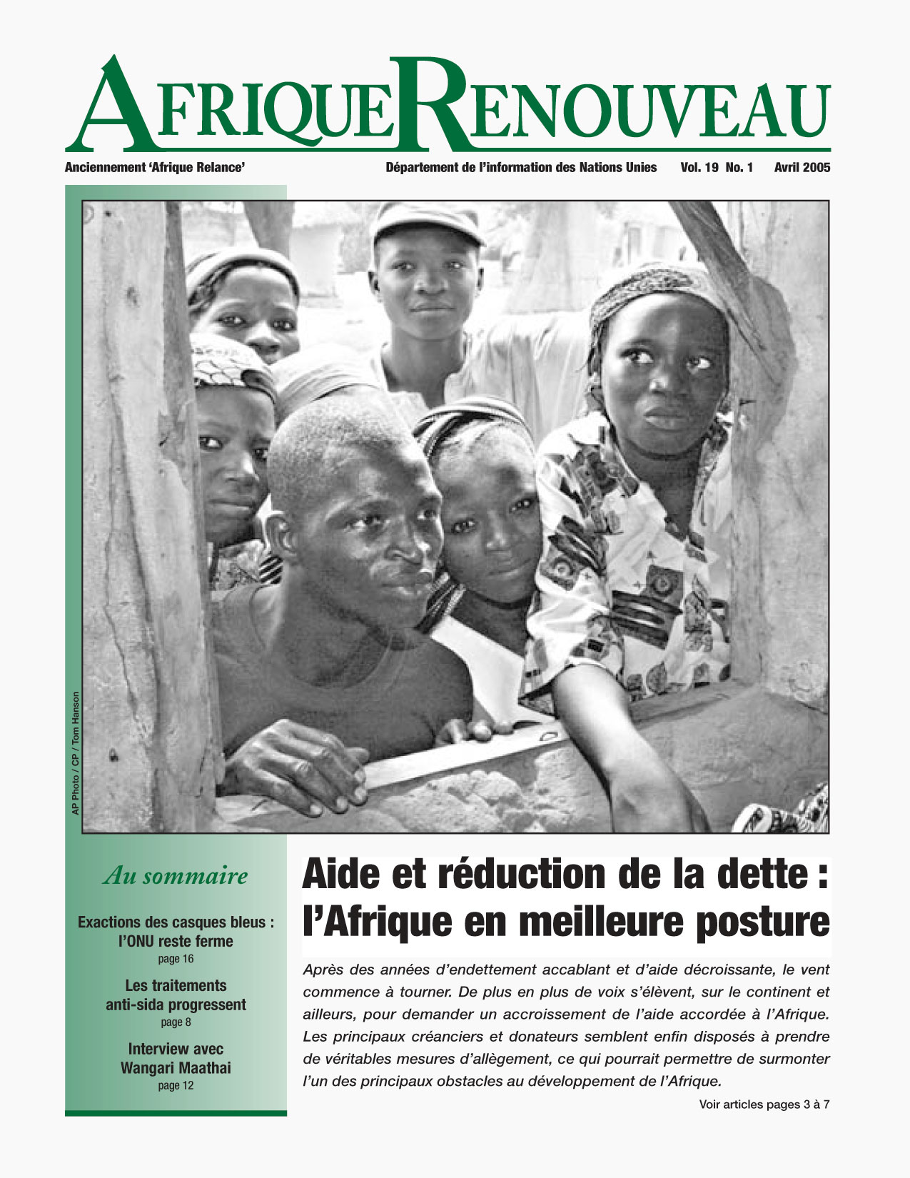 Afrique Renouveau Magazine Avril 2005