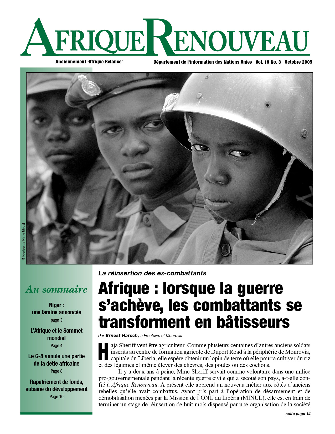 Afrique Renouveau Magazine Octobre 2005