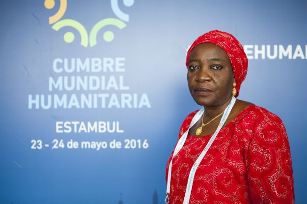 Aishatu Margima at the World Humanitarian Summit. Photo: UN/Fabrice Robinet