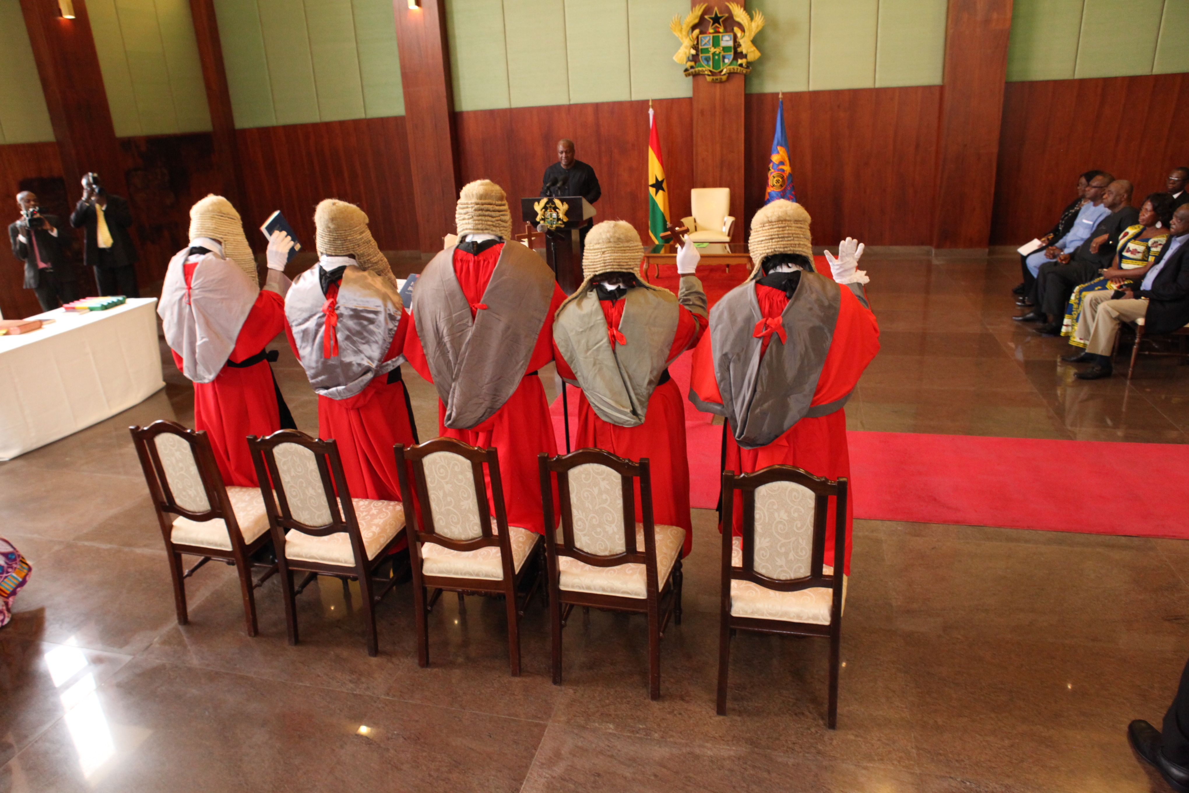 New judges for the Court of Appeal being sworn in in Ghana. Photo: FH Communications Bureau