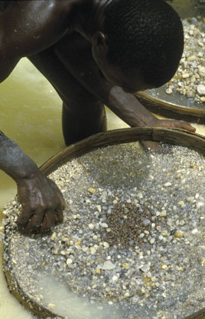 Panning for diamonds in Sierra Leone