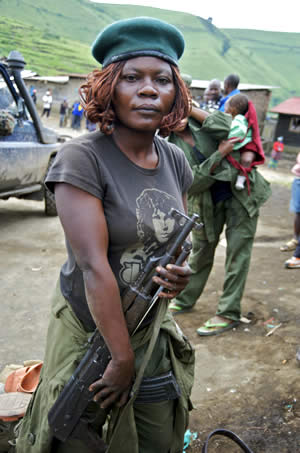 A female soldier in the government army in the Democratic Republic of the Congo