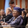 Ngozi Okonjo-Iweala (à droite) lors de la réunion de haut niveau des Nations Unies sur la couverture