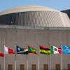 A view of the flags outside the General Assembly building during the general debate.