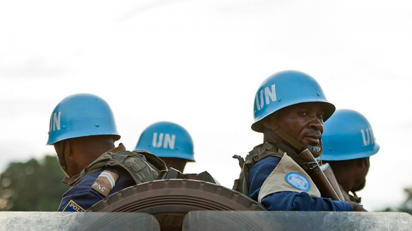 MINUSCA peacekeepers on patrol in the Central African Republic. 