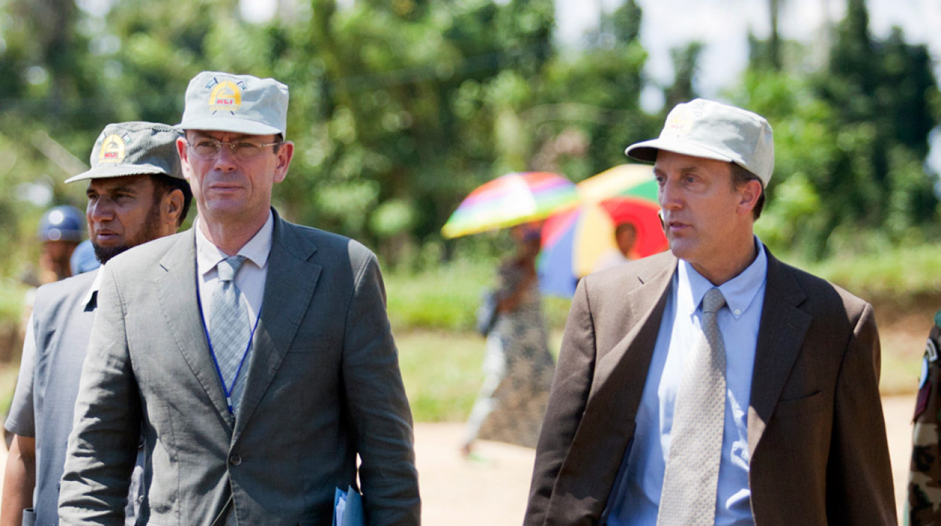 OHCHR Director in the Democratic Republic of the Congo (DRC) Scott Campbell (right), and Assistant Secretary-General for Human Rights Ivan Šimonović visit Shabunda, in the DRC’s South Kivu province in May 2012. UN Photo/Sylvain Liechti