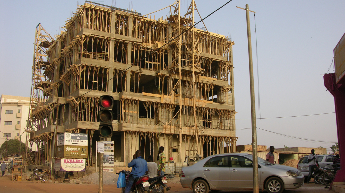 A building under construction in Ouagadougou. Photo: Ernest Harsch