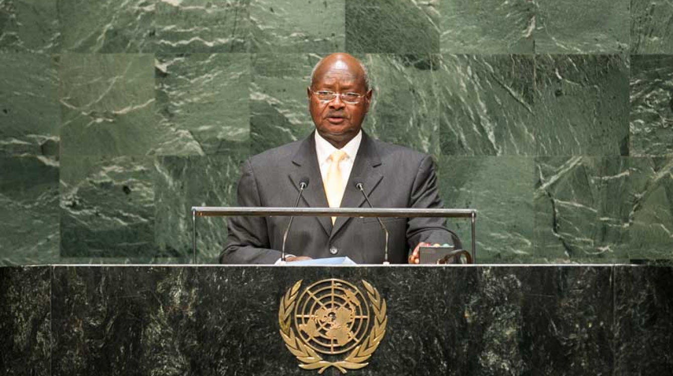 Yoweri Kaguta Museveni, President of the Republic of Uganda, addresses the general debate of the sixty-ninth session of the General Assembly. UN Photo/Cia Pak