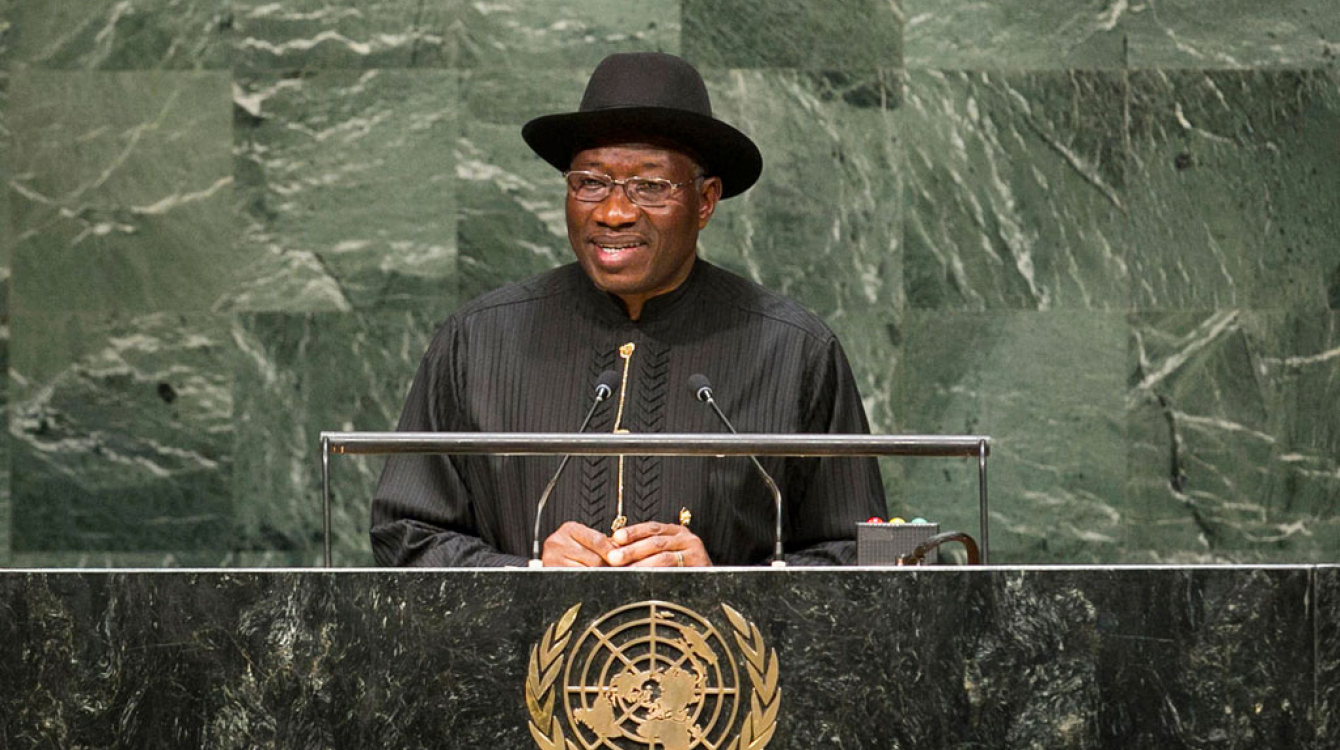 President Goodluck Jonathan of Nigeria addresses the general debate of the sixty-ninth session of the General Assembly. UN Photo/Cia Pak