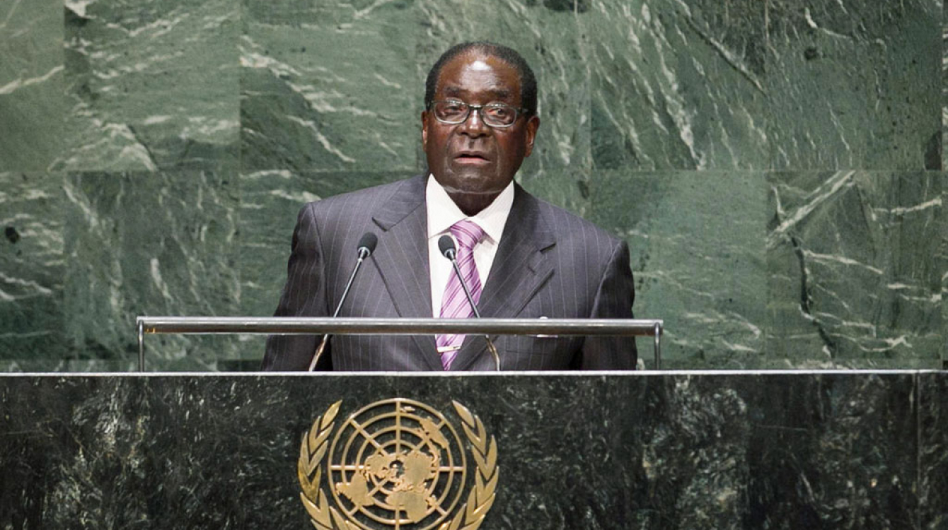President Robert Mugabe of the Republic of Zimbabwe addresses the General Assembly. UN Photo/Cia Pak