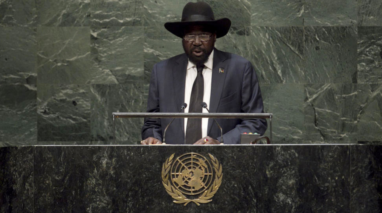President Salva Kiir of South Sudan addresses the General Assembly. UN Photo/Cia Pak