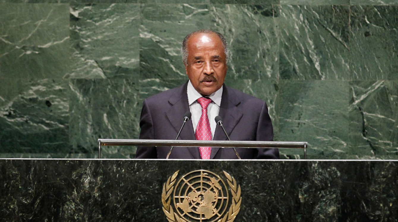 Foreign Minister Osman Mohammed Saleh of Eritrea addresses the General Assembly. UN Photo/Kim Haughton