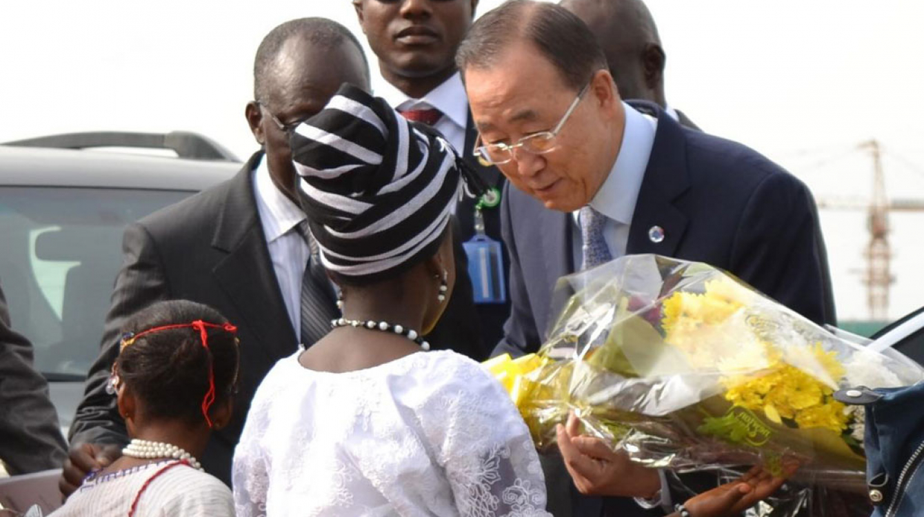 Le Secrétaire général Ban Ki-moon à son arrivée à Abuja, au Nigéria. Photo ONU