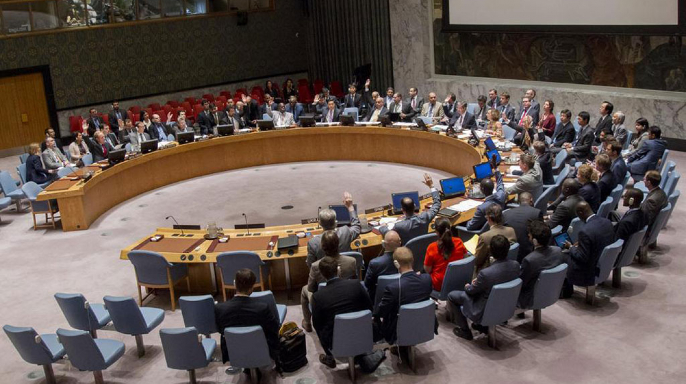 Wide view of the Security Council on 29 June 2016 where members took action on mandates of peacekeeping operations in Mali, Darfur, and the Golan Heights. UN Photo/JC McIlwaine