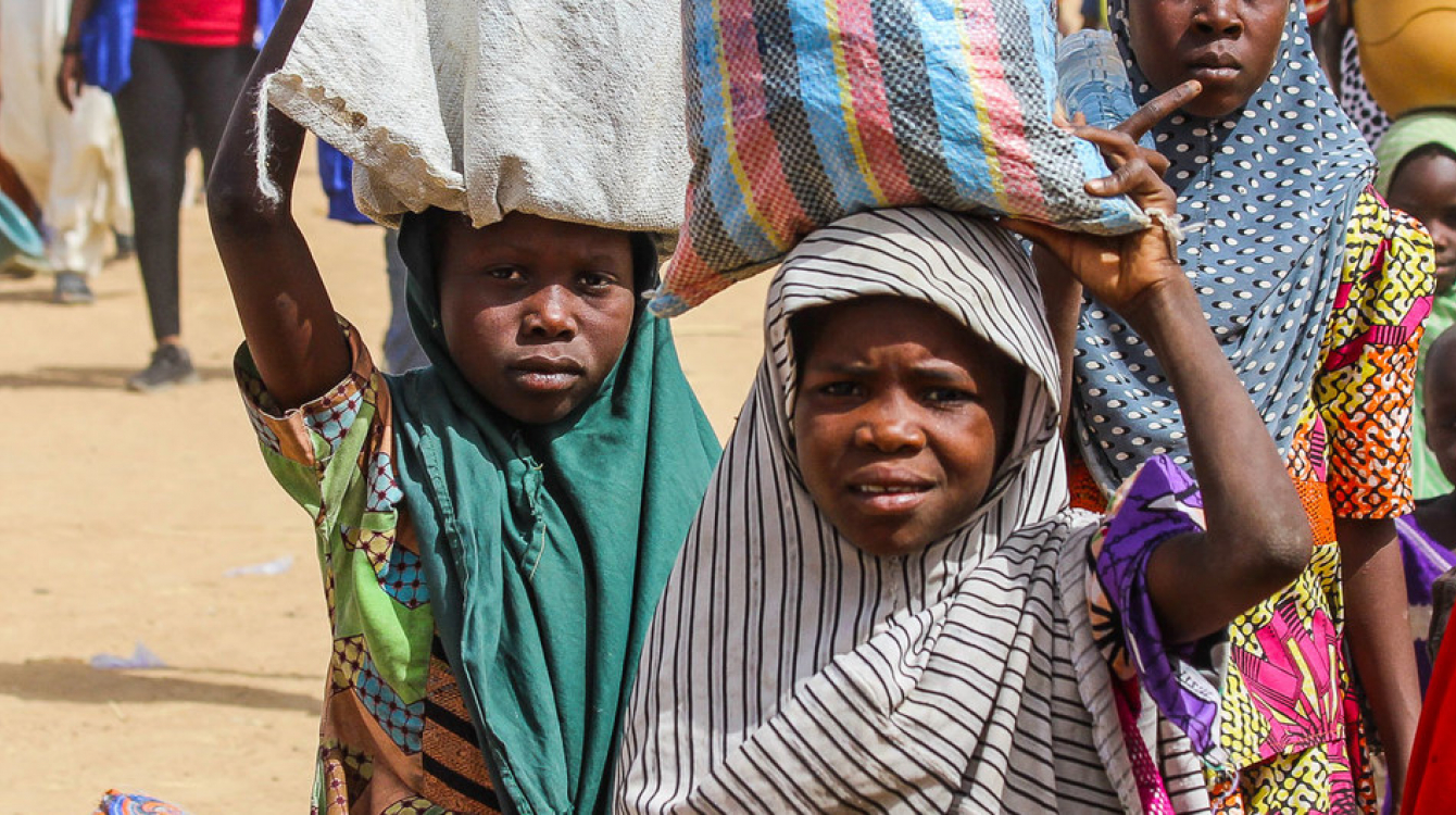 Children at an internally displaced persons camp in Maiduguri, Borno State, Nigeria.