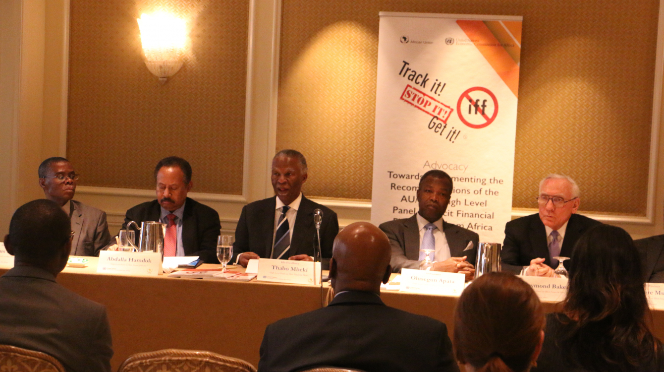 Mr. Thabo Mbeki (middle) led a High-Level Panel on IFF to    the United States. Photo:  Africa Renewal/Paddy Ilos