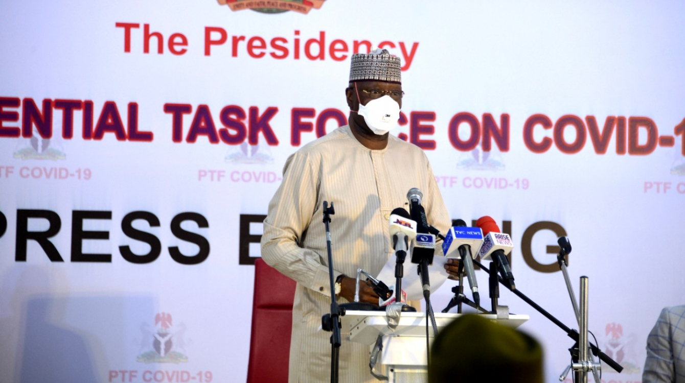 Mr. Boss Mustapha, Secretary to the Government of the Federation, speaking at the launch of the UN COVID-19 Basket Fund