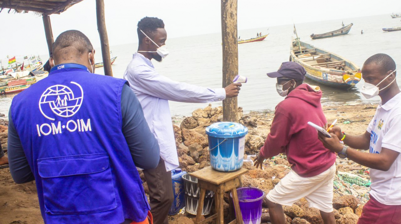 POE personnel conducting screening at Tombo Wharf, a major trade and transport hub located in Freetown.