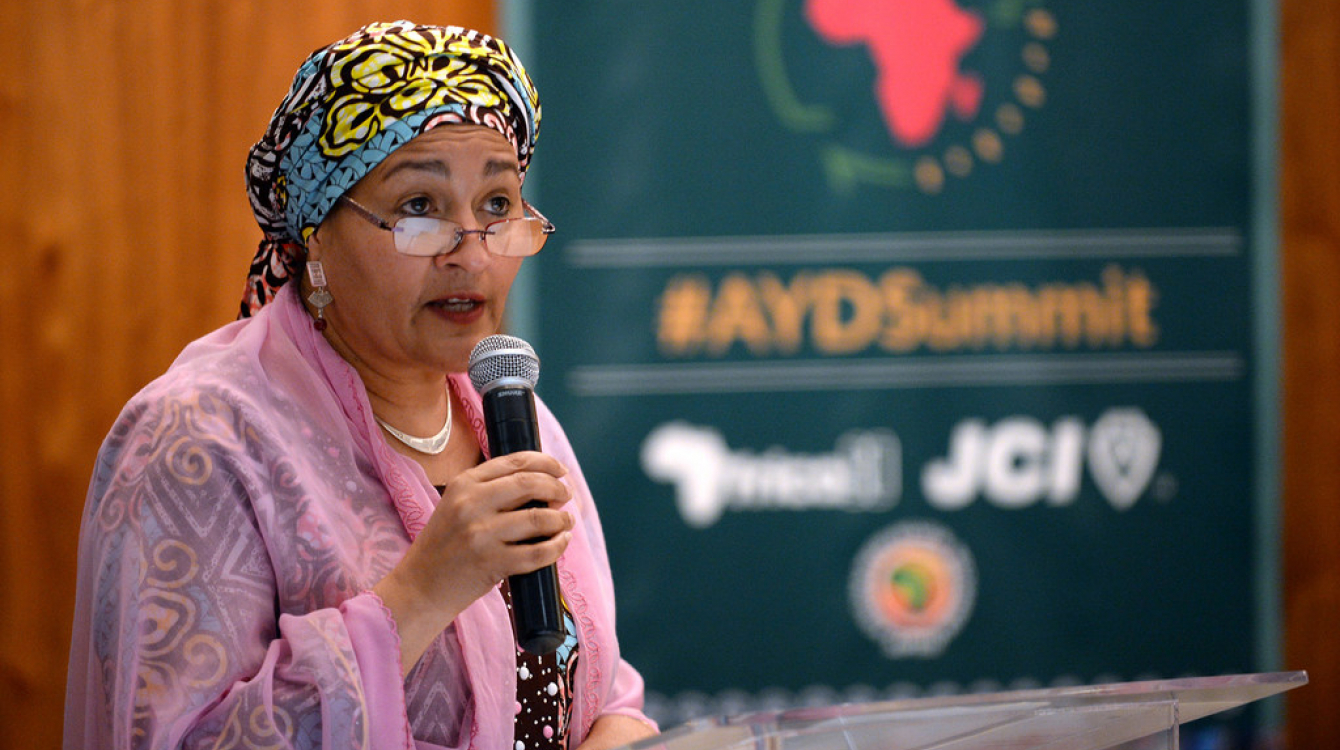 UN Deputy Secretary-General Amina J. Mohammed addressing the Africa Youth Development Summit, in Johannesburg, South Africa. Photo Credits: UN News/Rebecca Hearfield