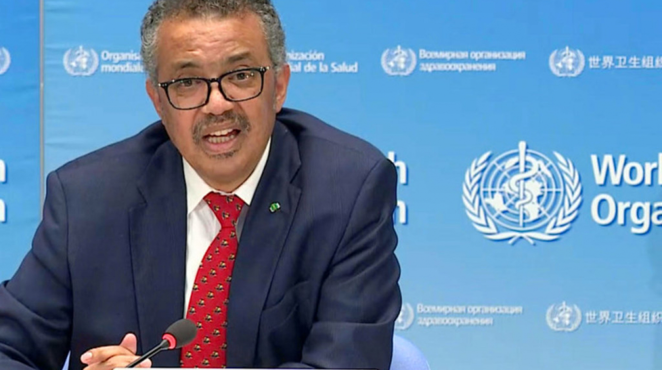 Mkurugenzi mkuu wa WHO Dkt. Tedros Ghebreyesus akizungumza katika moja ya taarifa za WHo kuhudsu janga la COVID-19