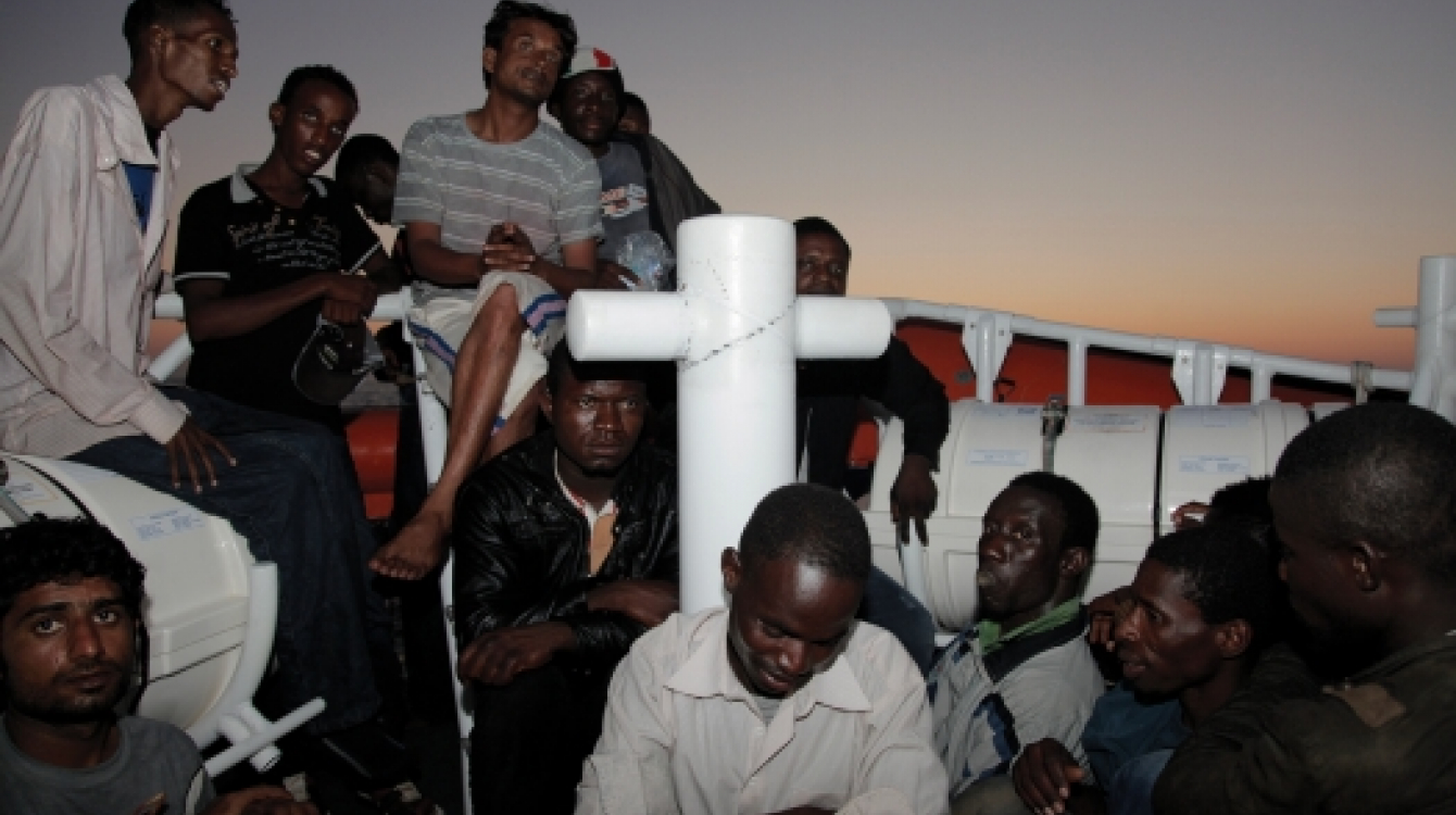 The Italian Coast Guard rescues migrants bound for Italy. Photo: IOM / Francesco Malavolta