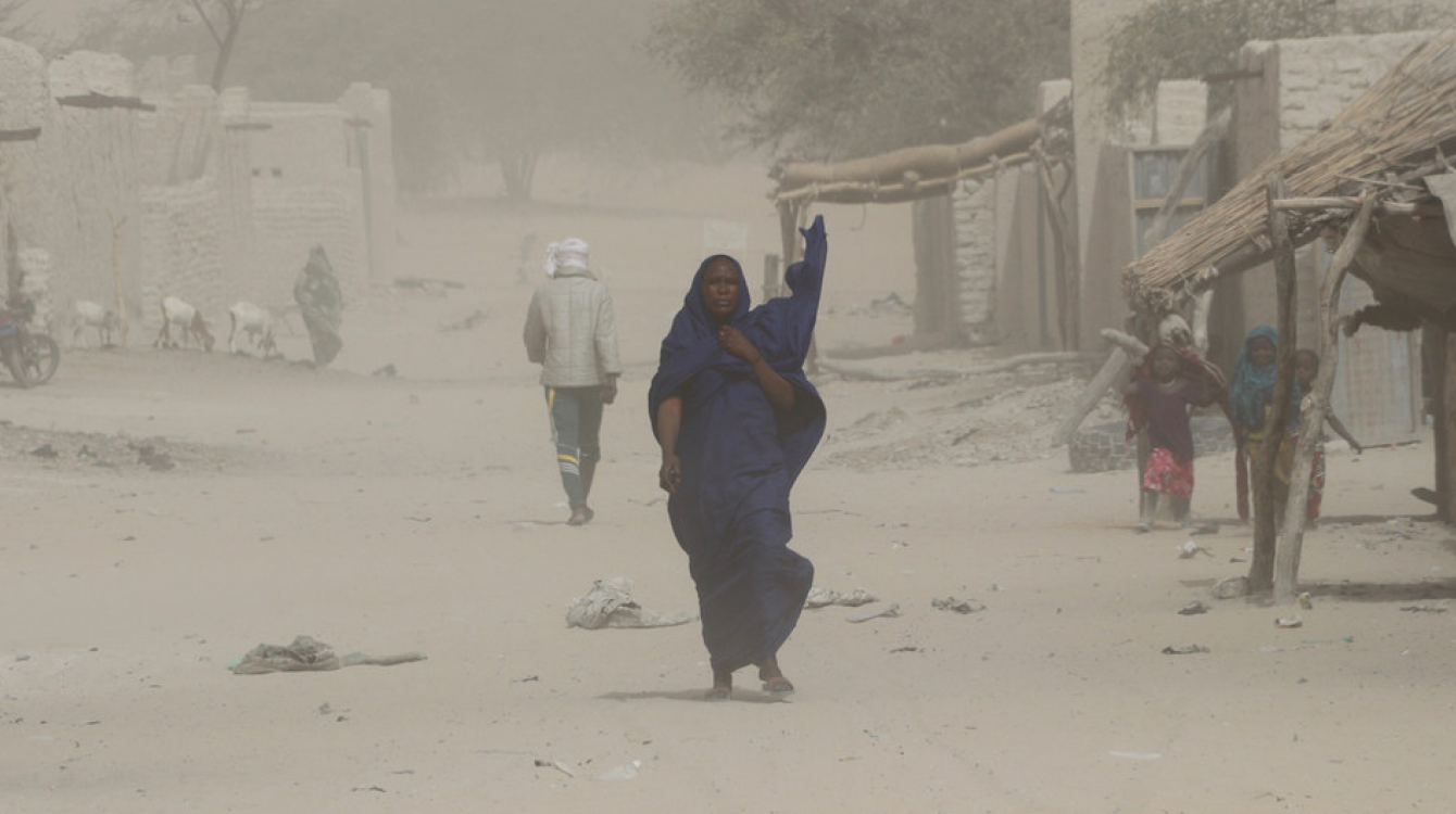 A woman walks through a village in Chad. Photo: Naomi Frerotte