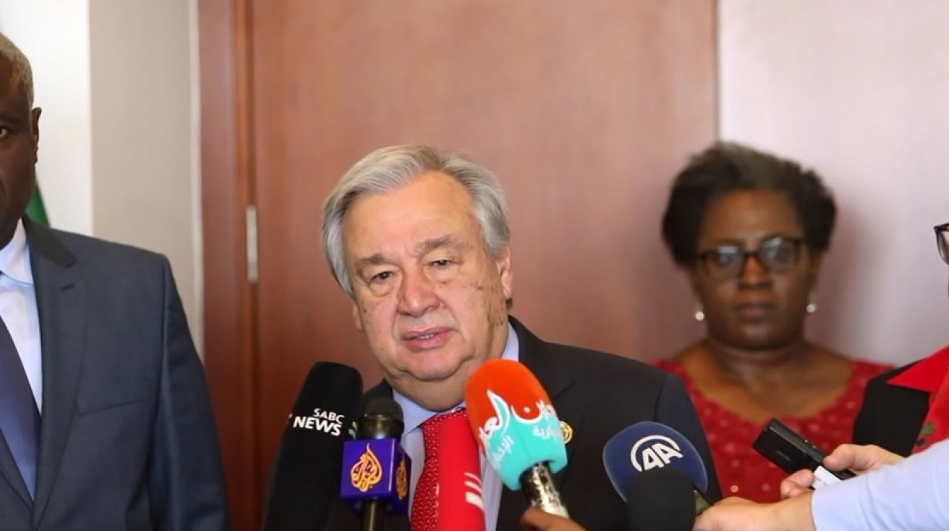 UN Secretary-General speaks to the media in Addis Ababa, Ethiopia, following a meeting with the Chairperson of the African Union Commission. 9 February, 2019.