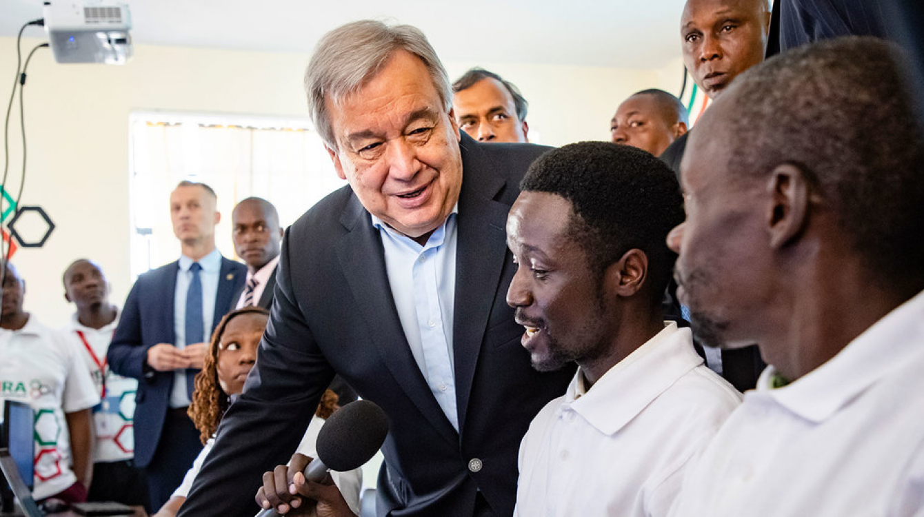 UNEP/Duncan Moore Secretary-General António Guterres visits a Training Centre in Kamakunji, Kenya, and talked to youth about countering violent extremism, and preventing radicalization. 