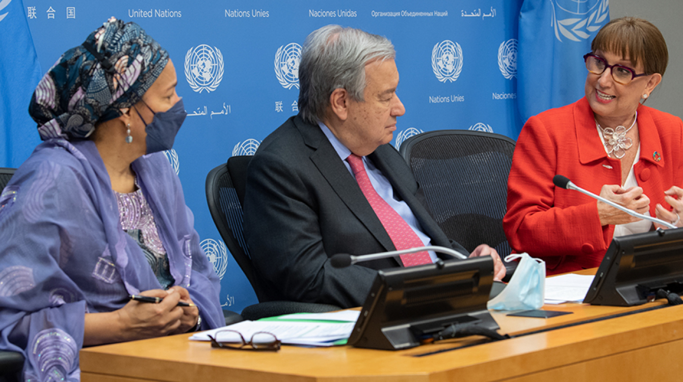 Secretary-General António Guterres briefs press.