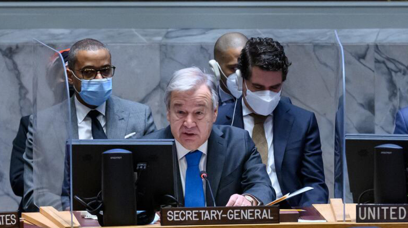 Le Secrétaire général António Guterres s'exprimant devant le Conseil de sécurité.