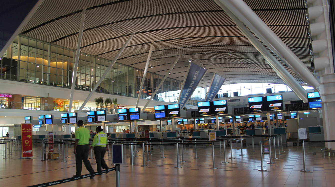 Early morning, at Cape Town International Airport.