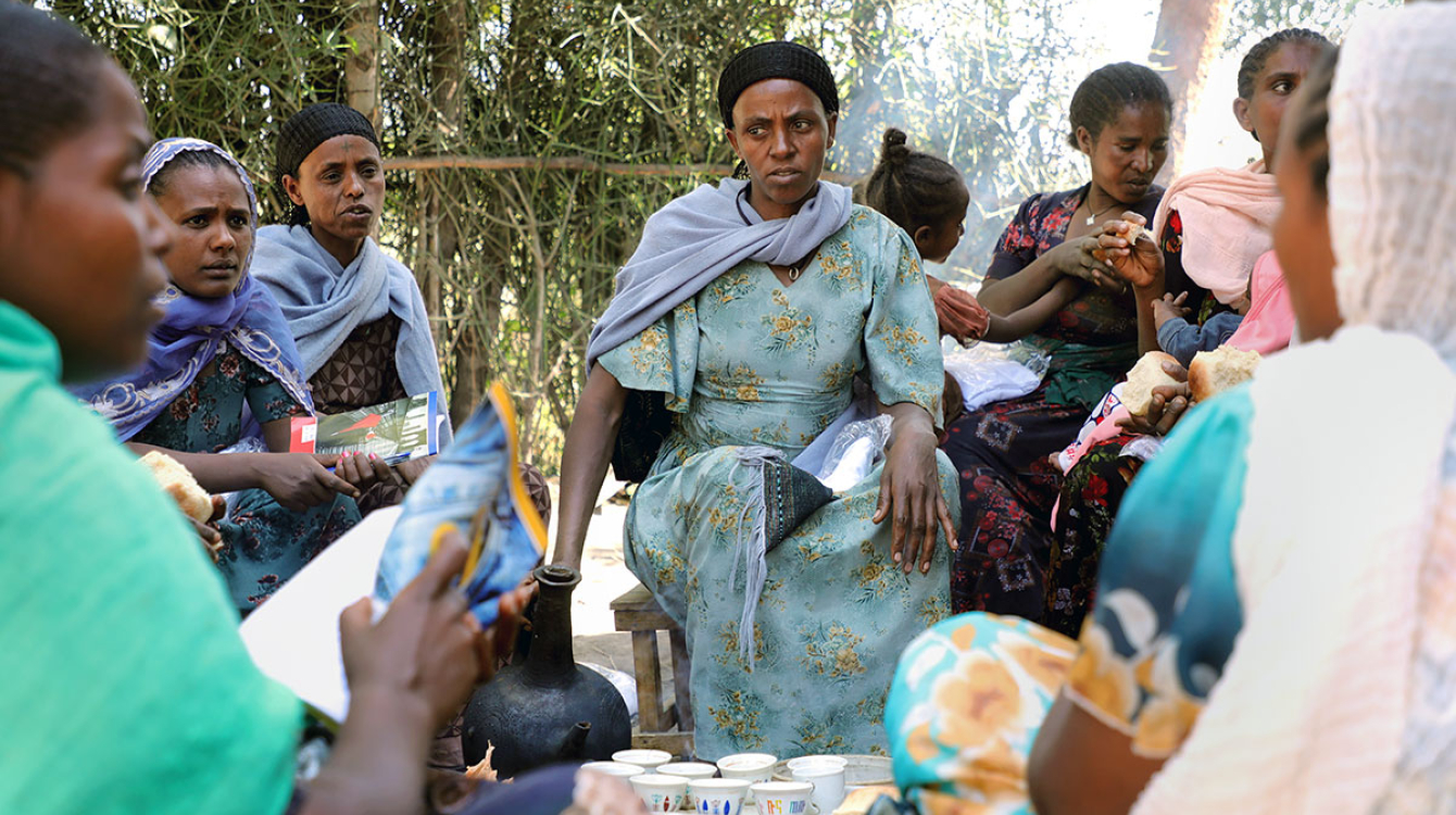 Women gather for coffee in Guba Lafto in the Amhara region of Ethiopia.