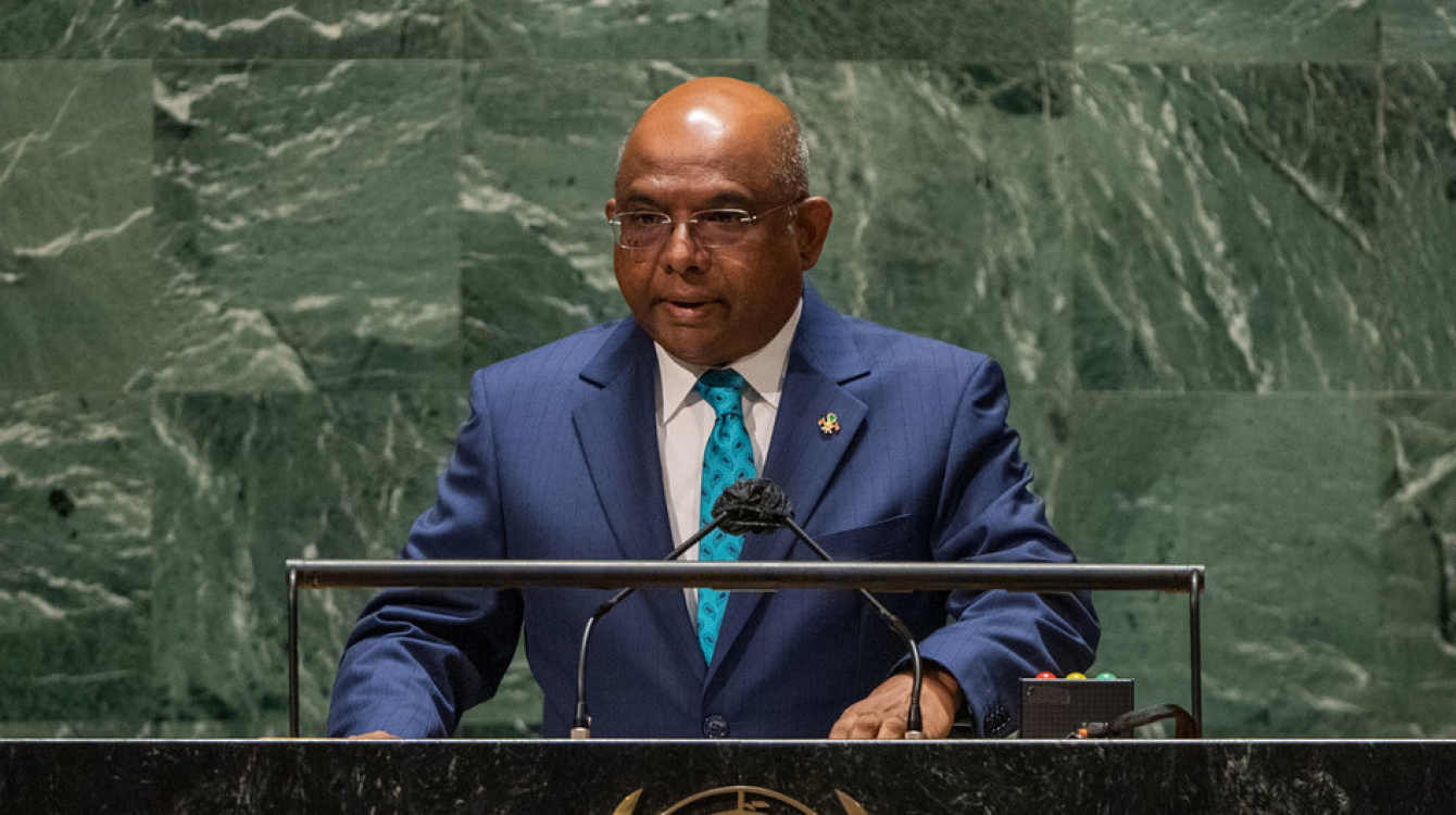 UN General Assembly President Abdulla Shahid addresses the general debate of the UN General Assembly’s 76th session.