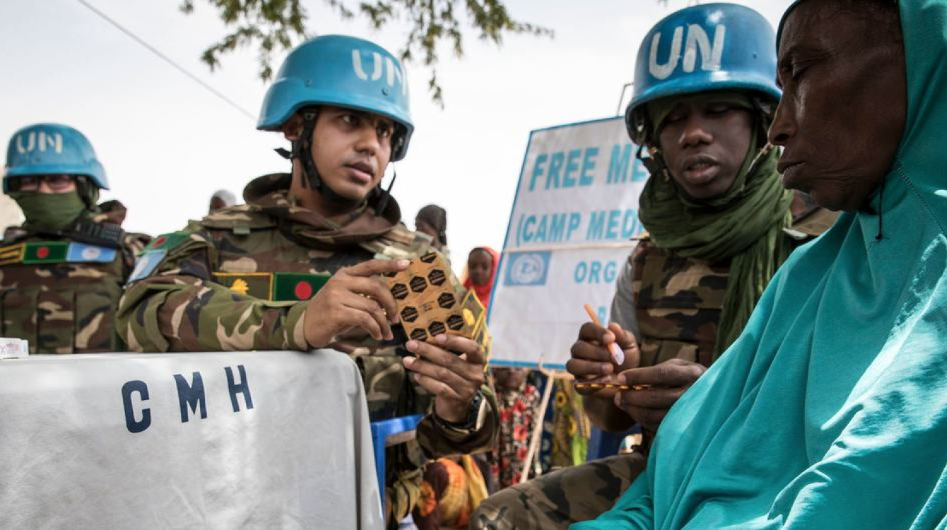 UN peacekeepers providing free medical assistance to isolated communities