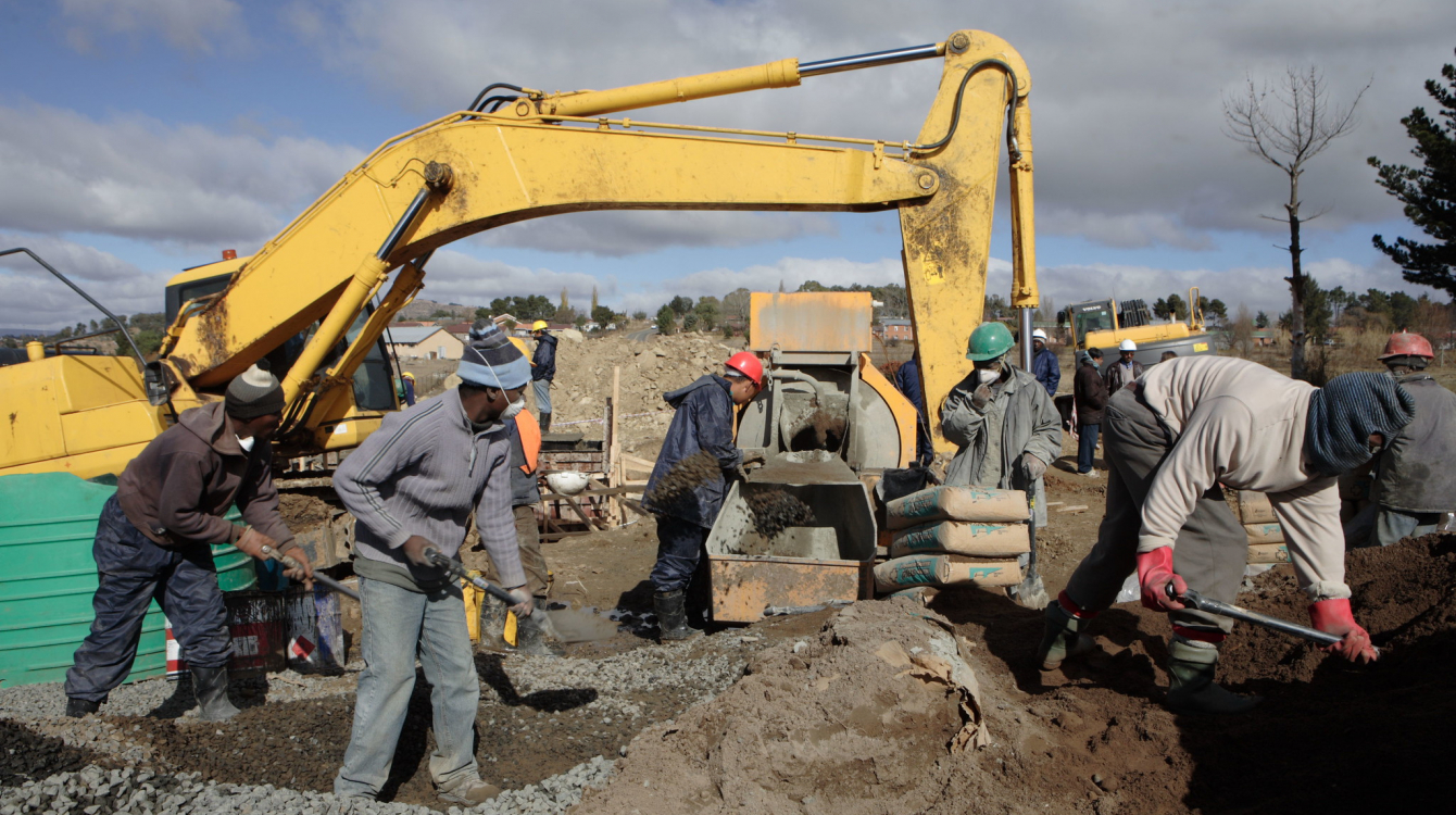 Construction du système de prise d'eau de Maseru Maqalika au Lesotho.