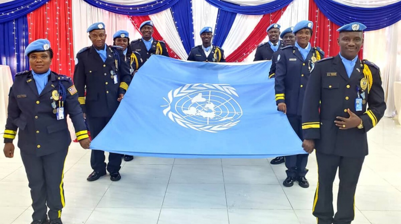 Nine police officers from Liberia received the prestigious UN medal