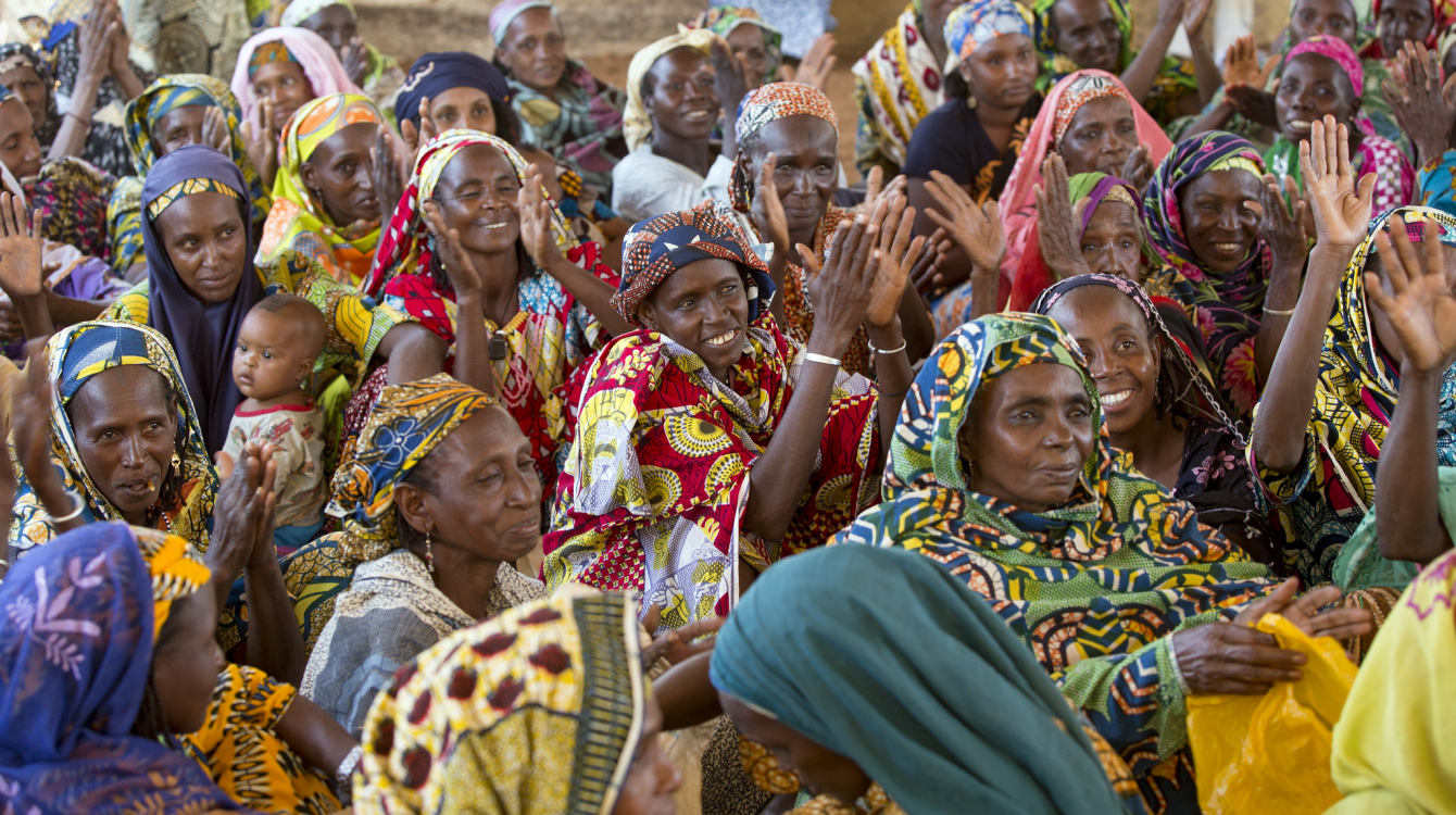 Women at a meeting held at the UN Women multipurpose centre in the Ngam refugee camp, Cameroon