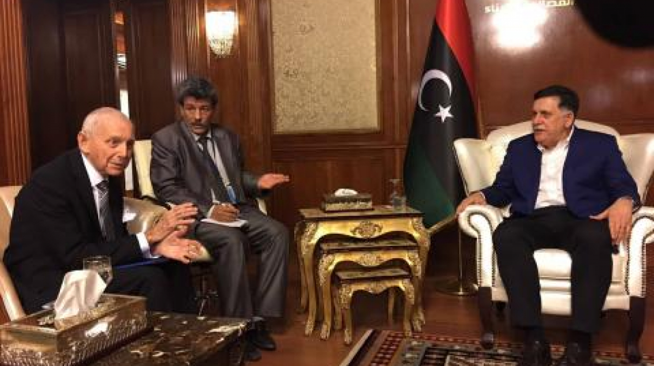 Director General William Lacy Swing  meets Libya Prime Minister Fayez Mustafa al-Sarraj