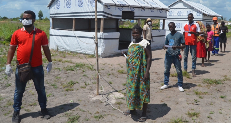 Social distancing is being practiced at a resettlement centre in Dondo District, as part of efforts in Mozambique to combat the spread of COVID-19.