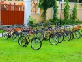 Bamboo bikes on display.