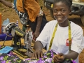 Jacqueline Nantawa working at her tailoring group business in Malawi.