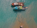 Boats docked near a port in Mombasa, Kenya.