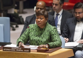 Fatou Bensouda, Prosecutor of the International Criminal Court (ICC), briefs the Security Council at its meeting on the situation in Darfur, Sudan. UN Photo/Loey Felipe