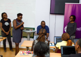 Kenya's President Uhuru Kenyatta visiting AkiraChix centre in Nairobi. Photo: AkiraChix