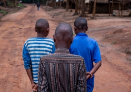 Three former child soldiers at Elevage camp in Bambari, Central African Republic.