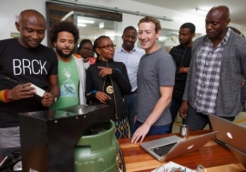Facebook CEO Mark Zuckerberg (in grey T-shirt) meeting with entrepreneurs and developers in Nairobi, Kenya.     Facebook/Mark Zuckerberg