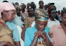 A group of survivors of the 1994 Genocide against the Tutsi in Rwanda, shown in 1998.