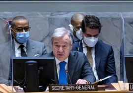 Le Secrétaire général António Guterres s'exprimant devant le Conseil de sécurité.